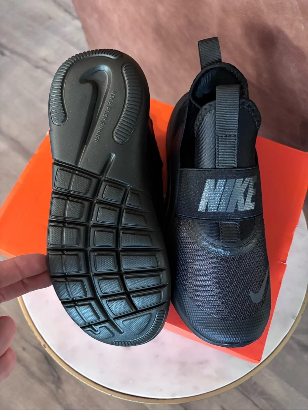 Nike Kids Black Slip-On Sneakers with Elastic Strap
